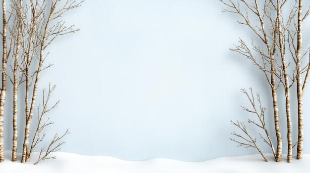 Winter background with birch trees and snow photo