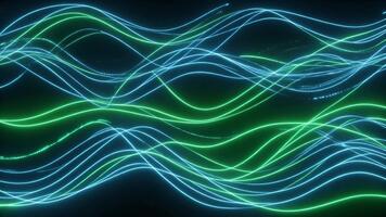 alzavola ondulato Linee con neon particella sentieri dinamico futuristico flusso video