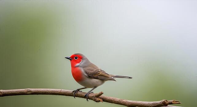 Vivid Vermilion Flycatcher Perched on Branch, A Splash of Color in Natural Habitat photo