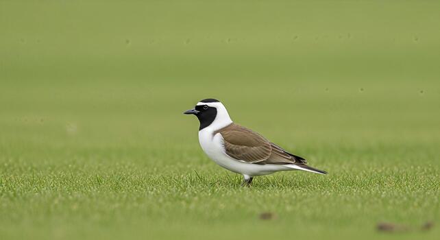 elegante con cuello pratincole retrato exhibiendo único plumaje en herboso ajuste foto