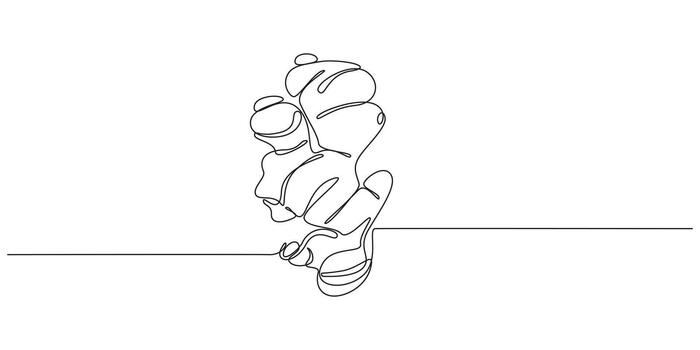 Continuous one Line art Drawing of Ginger Root, vector