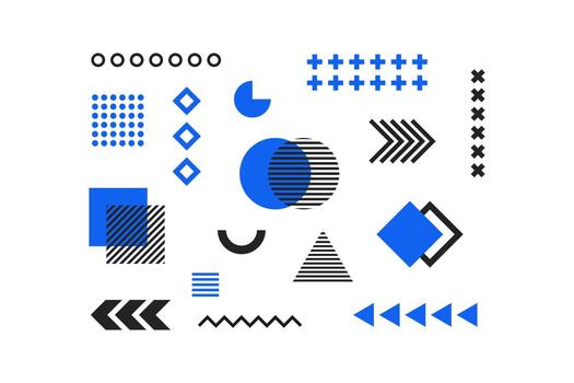 abstract memphis geometric design element set vector