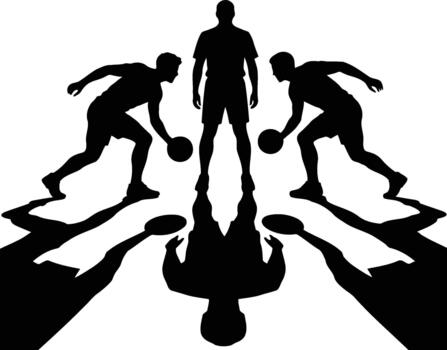 Abstract Positions Silhouette of Athletes in Action with Shadows vector