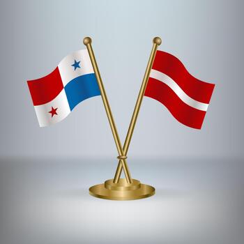 Flags of Panama and Latvia vector