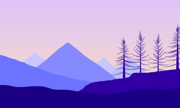minimal flat mountain illustration with soft colors creating a calm nature background scene vector
