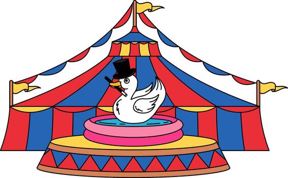 A circus tent with a duck in a pool vector