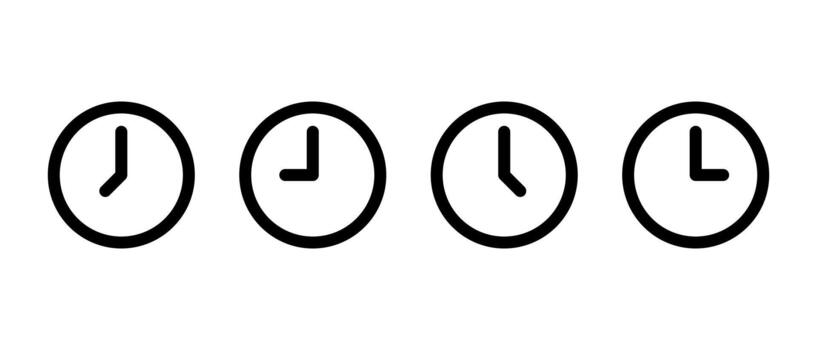 sencillo término análogo reloj y hora icono colocar. alarma, hora, y Temporizador símbolo vector