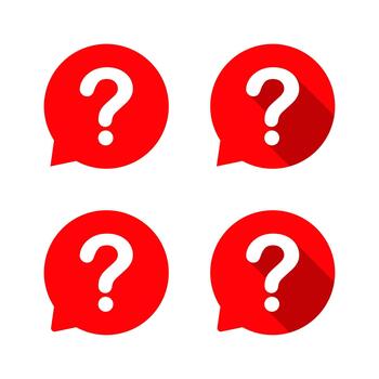 Question mark in speech bubble icon with long shadow. FAQ, ask, confusion, and information request symbol vector