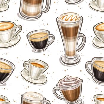 various coffee beverages illustration pattern vector