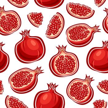 Pomegranate pattern on white background vector