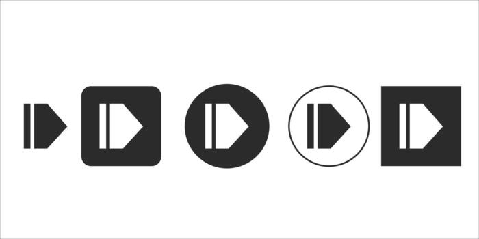 negro rápido adelante ui flechas en diferente formas aislado en blanco vector