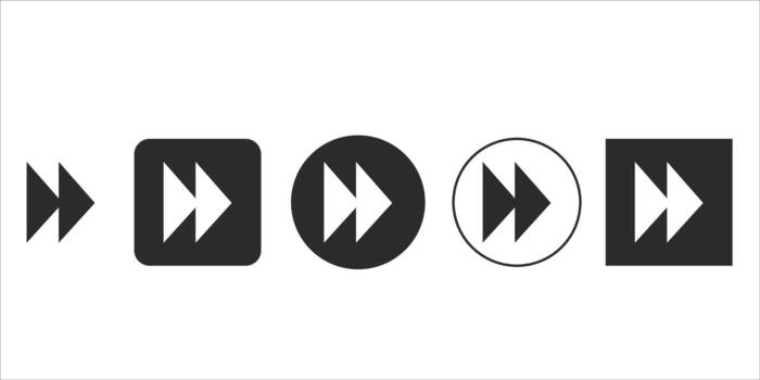 plano diseño doble flecha siguiente pista botones en varios formas vector