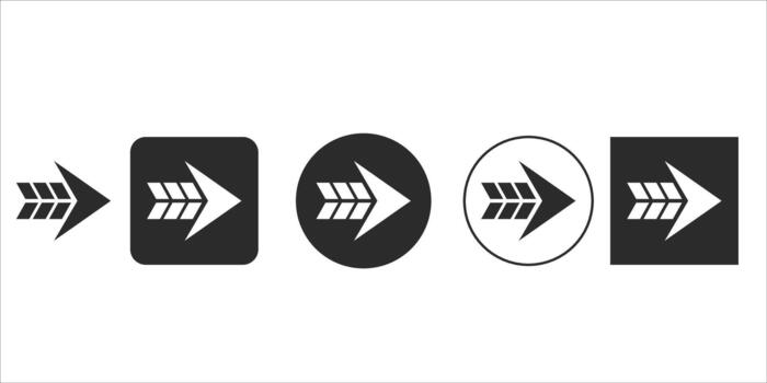 Modern chevron right arrow icon set for web design vector