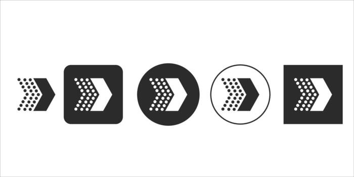 Minimalist black and white forward arrow icon set for UI design vector