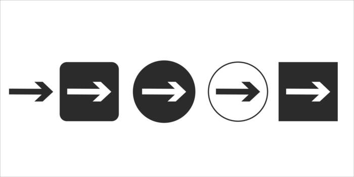 Set of right arrow icon illustrations for user interface design vector