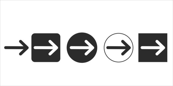 Right arrow icon set for user interface design vector