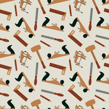 Woodworking tools and supplies pattern design vector