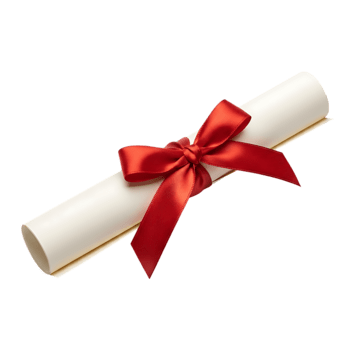 Rolled diploma with red ribbon bow isolated on a transparent background scroll certificate png