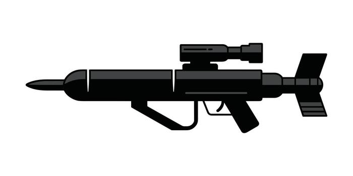 Black futuristic rifle with scope and fins on white background weapon sci-fi vector