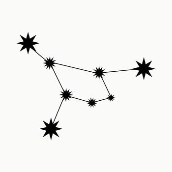 negro constelación gráfico con ocho puntiagudo estrellas conectado por Delgado líneas en un ligero crema antecedentes vector