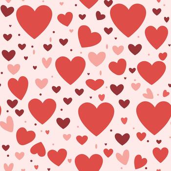 Seamless pattern with red hearts on a pink background. vector