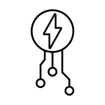 electronic circuit with thunder symbol illustration design, line style icon vector