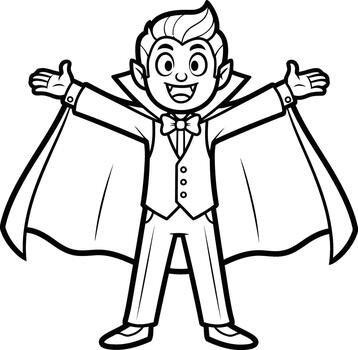 Cartoon vampire welcomes with open arms on white creating a spooky and fun atmosphere vector