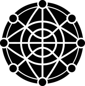 Abstract geometric connecting nodes in a circular network for a modern concept vector