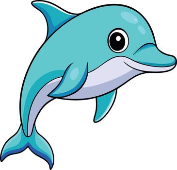 Cartoon dolphin swimming in the ocean creating a playful and cheerful underwater scene vector