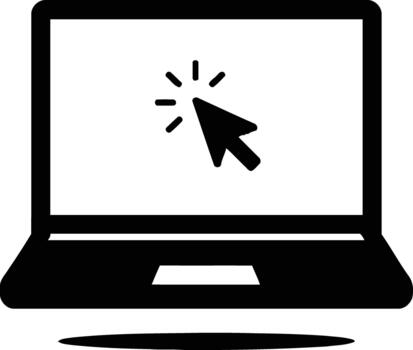 Laptop with cursor clicking on screen symbolizing online interaction and digital technology vector