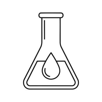 Outline icon of a laboratory flask containing a single drop of liquid vector