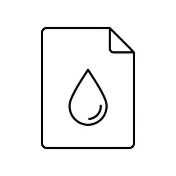 Simple line icon representing a document with a water drop vector