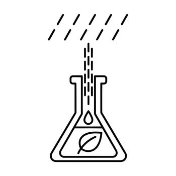 Line icon representing natural liquid substance being tested in laboratory flask vector