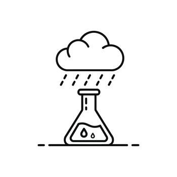 contorno icono de lluvia que cae desde un nube dentro un laboratorio matraz vector