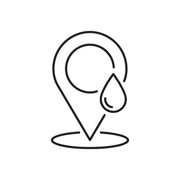 Outline icon of a map pin marker with a water drop inside vector