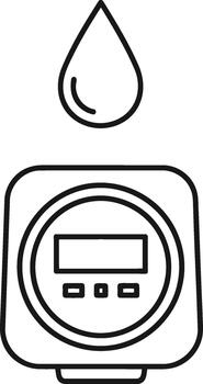 Line icon of a digital moisture meter with a water drop above it vector