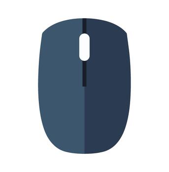 Blue Computer Mouse Flat Design on White Background technology input device vector