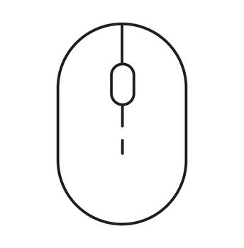 Minimalist Outline Icon of a Computer Mouse on White Background line art vector