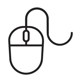 negro contorno de un computadora ratón con un curvo cable icono línea Arte vector