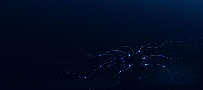 Abstract blue wavy lines on dark gradient background, modern tech banner, corporate business concept, hi-tech abstract background for presentation business or tech event poster EPS 10 vector