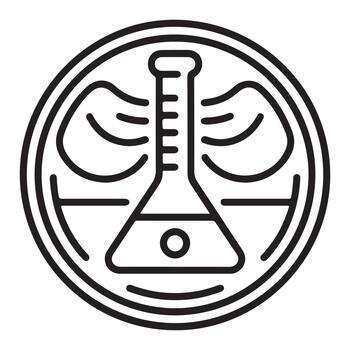 Bio lab safety level badge outline with red biohazard symbol and text elements silhouette vector