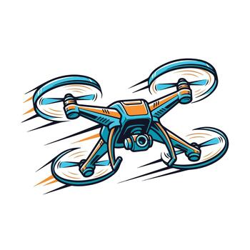 A drone flying in the air with a propeller vector
