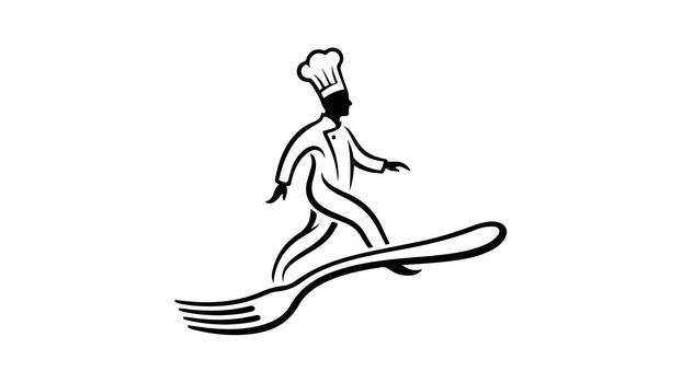 A chef walking on a fork with a knife vector