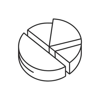 Isometric Line Art Pie Chart Icon for Data Analysis and Business vector