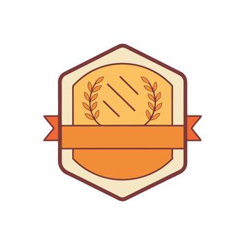 Retro Hexagon Badge with Laurel Wreath and Ribbon Banner vector