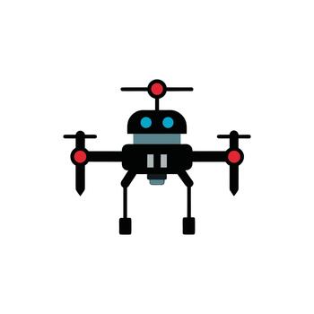 Flat Design Robotic Quadcopter Drone Icon vector