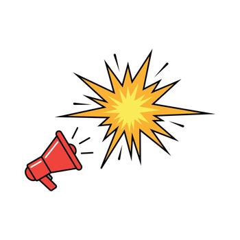 Megaphone Emitting Loud Sound Burst Explosion isolated Background vector