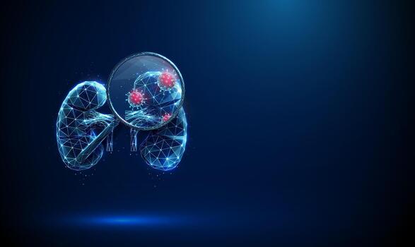 Digital illustration of kidneys under magnification vector