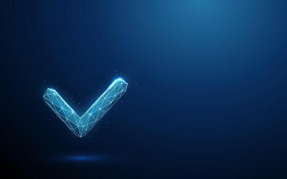 Glowing blue check mark icon vector