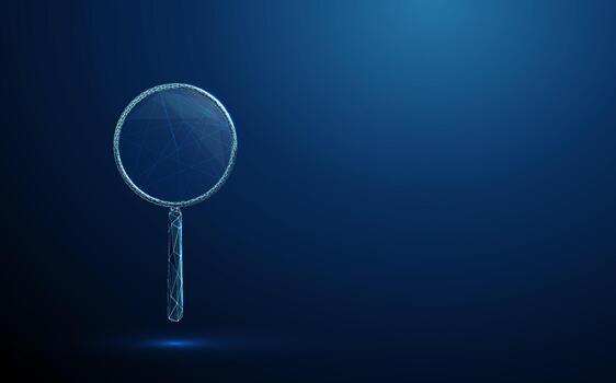 Magnifying glass. Inspection, analysis, quality control, close examination, investigation, diagnostics, problem detection, research concept. vector